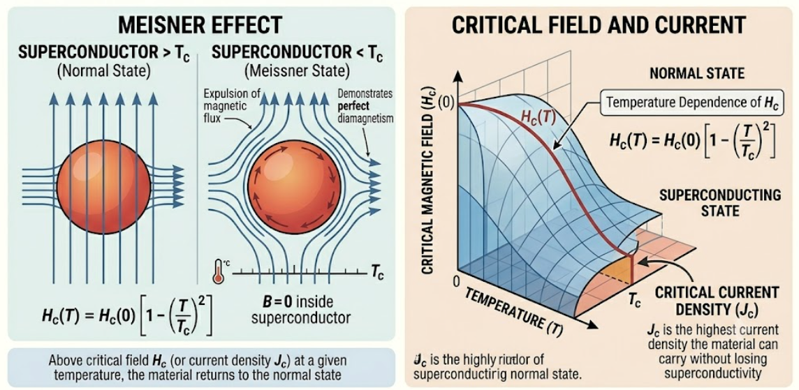 Meissner Effect & Critical Parametersdiagram